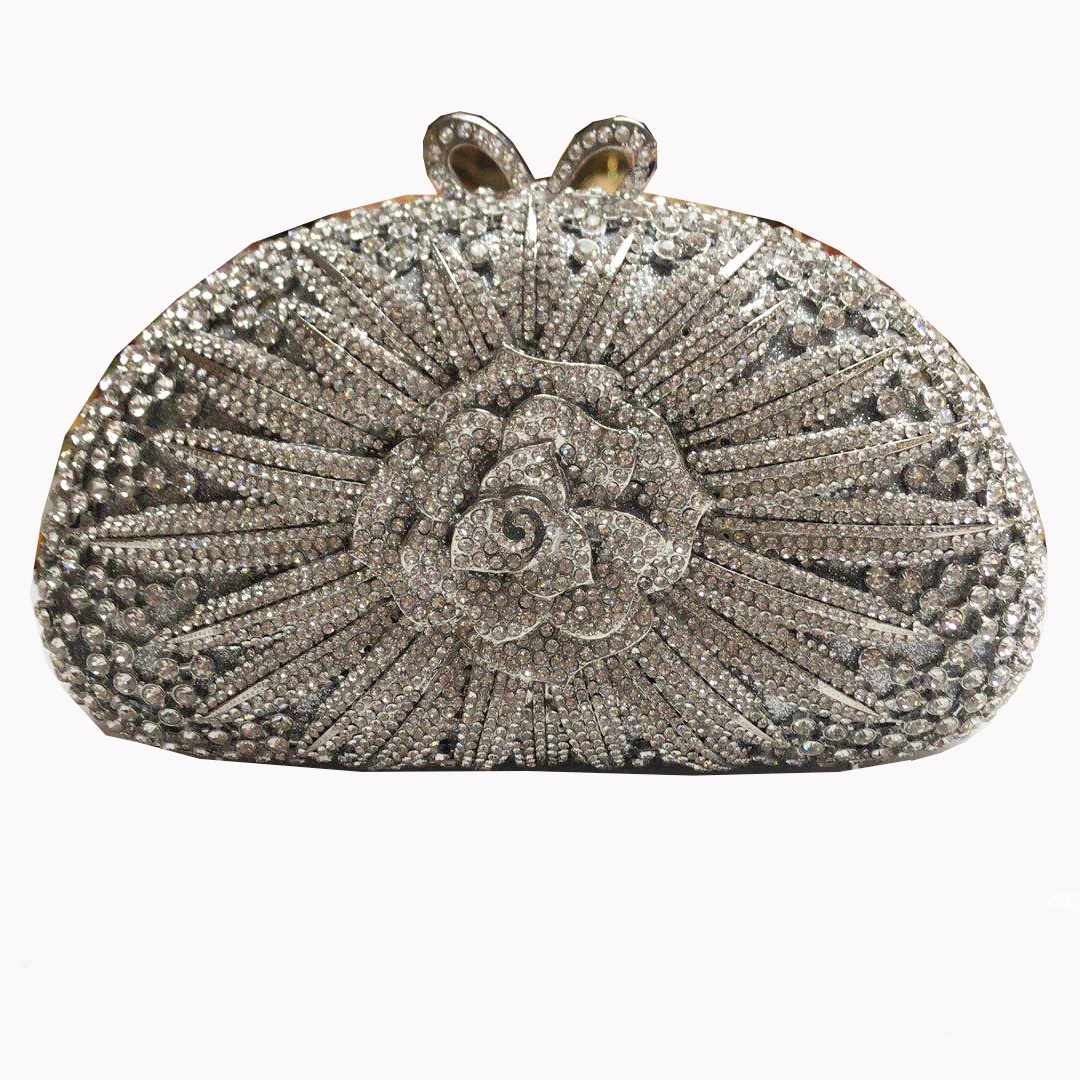 New Fashion Flower Crystal Clutch Handbag and Purse Female Crystals Diamond Clutches Women Evening Bag for Wedding Handmades