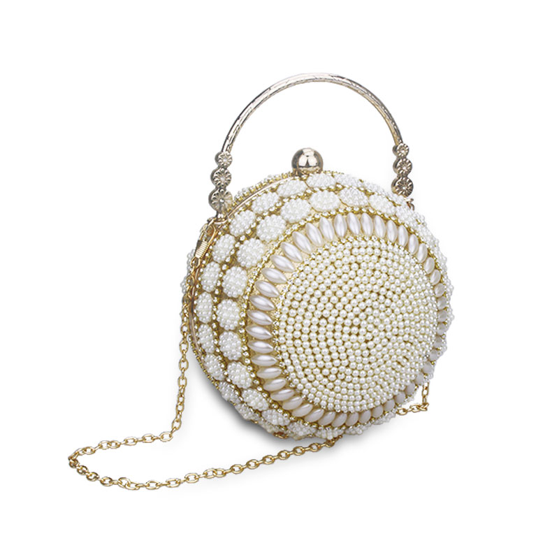 Chaliwini Women's Pearl Beaded Evening Bags Pearl Beads Clutch Bags Handmade Wedding Bags Glod Silver Quality Assurance