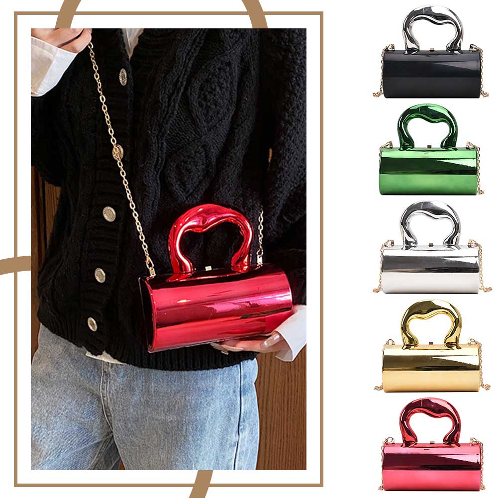 Women Mini Evening Bag Metal Handles Wallet Shoulder Bag Solid Color Clutch Bag Large Capacity Everyday Shoulder Bag Daily Bag