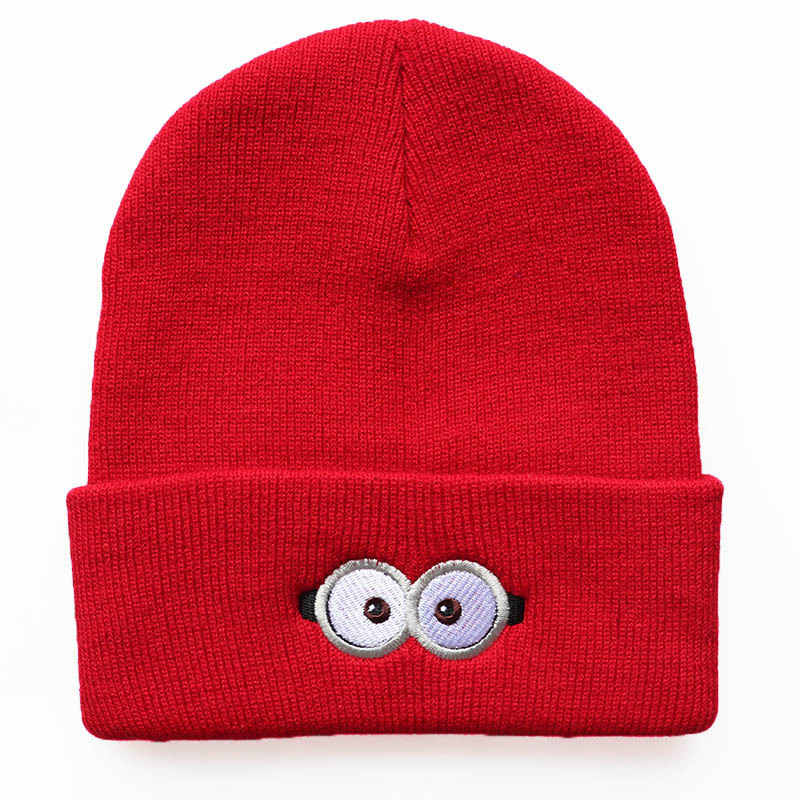 High quality design, Autumn Winter and Male Female New Anime Cartoon Eye Glasses Embroidered Warm Knitted Hat