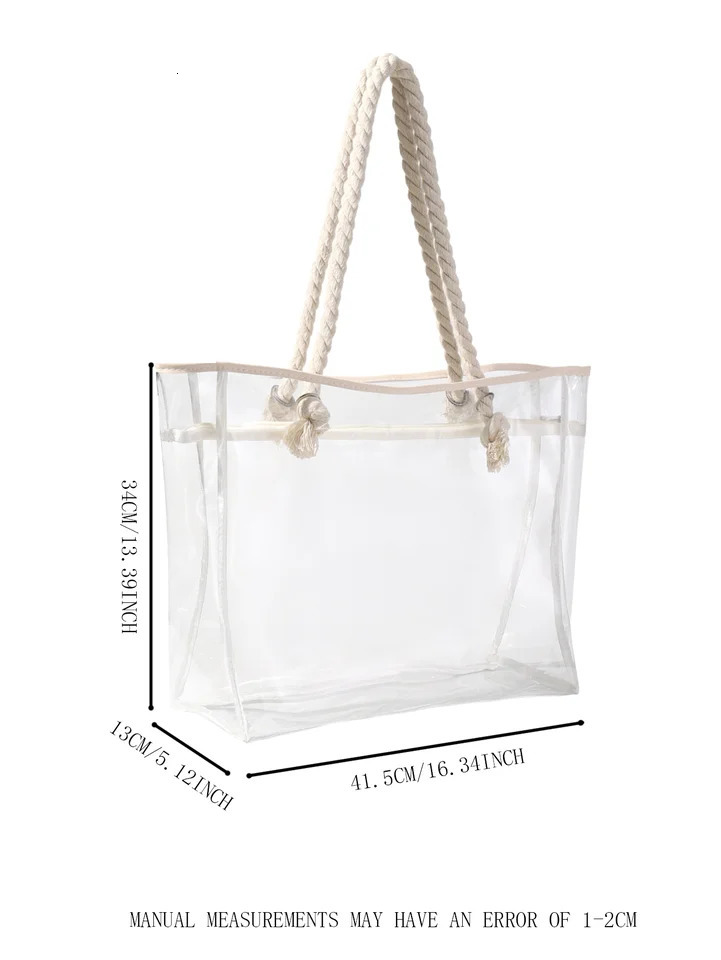 PVC large capacity handbag womens shoulder bag waterproof and spray proof storage bag organizer transparent bag 241107