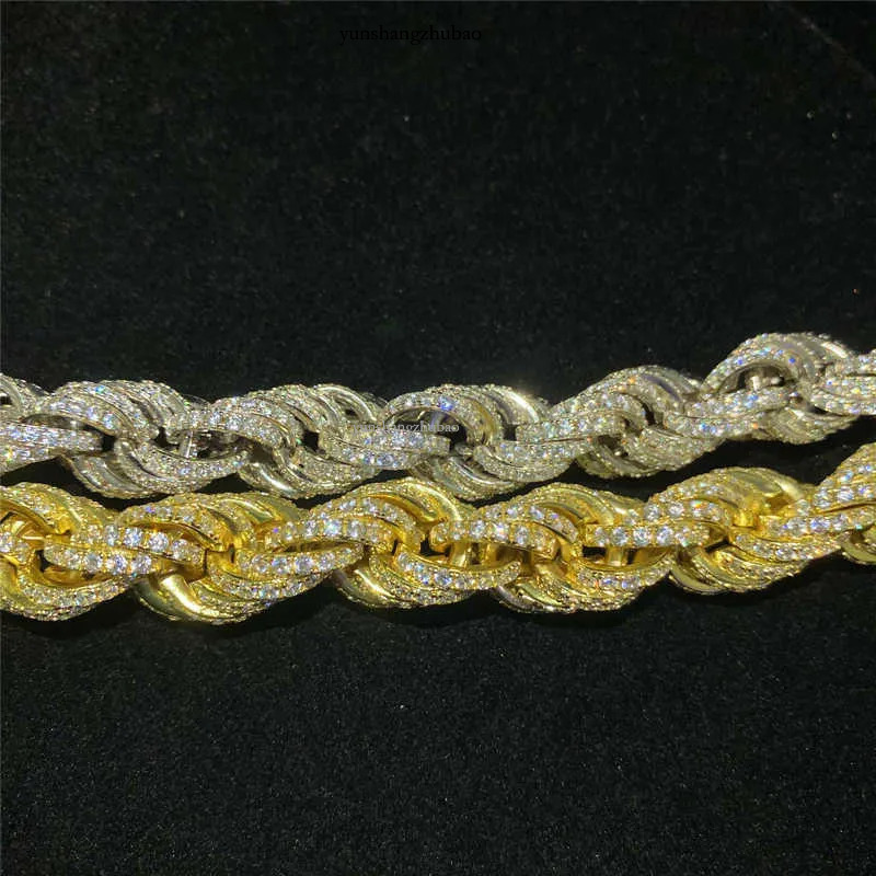 Twisted Moissanite S 10k 14k Solid Gold Hip Hop Men Jewelry Cuban Necklace Iced Out Vvs Dia Rope Chain Free shipping