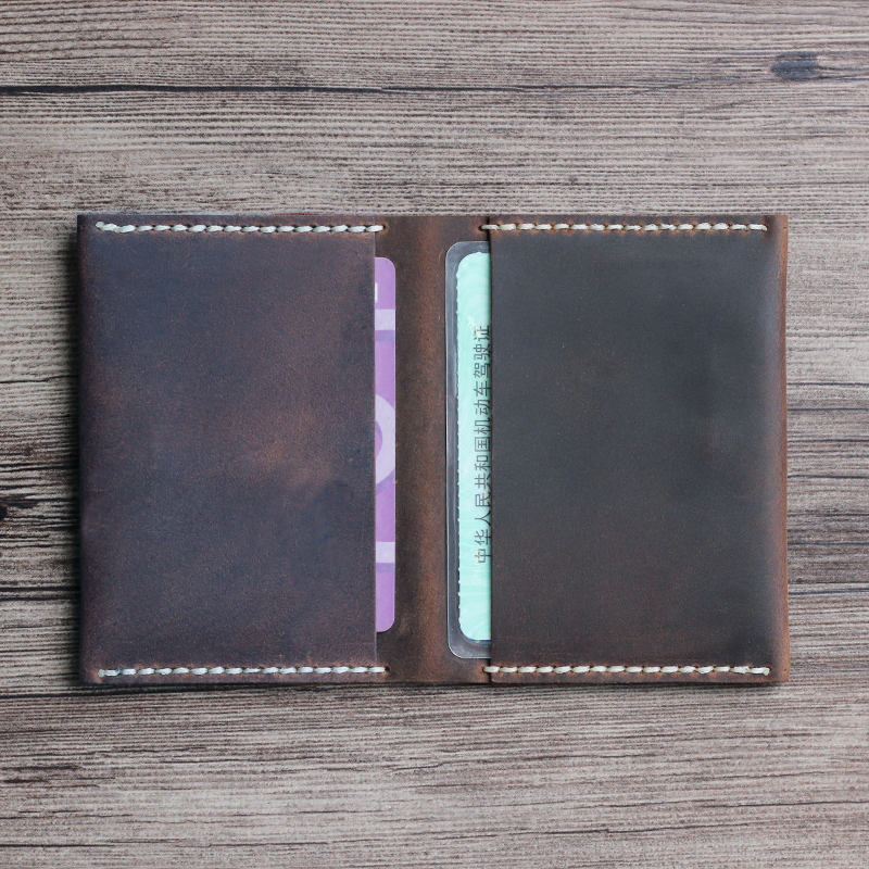Handmade Vintage Genuine leather card holder men leather card wallet women card bag credit card ID holder business card case