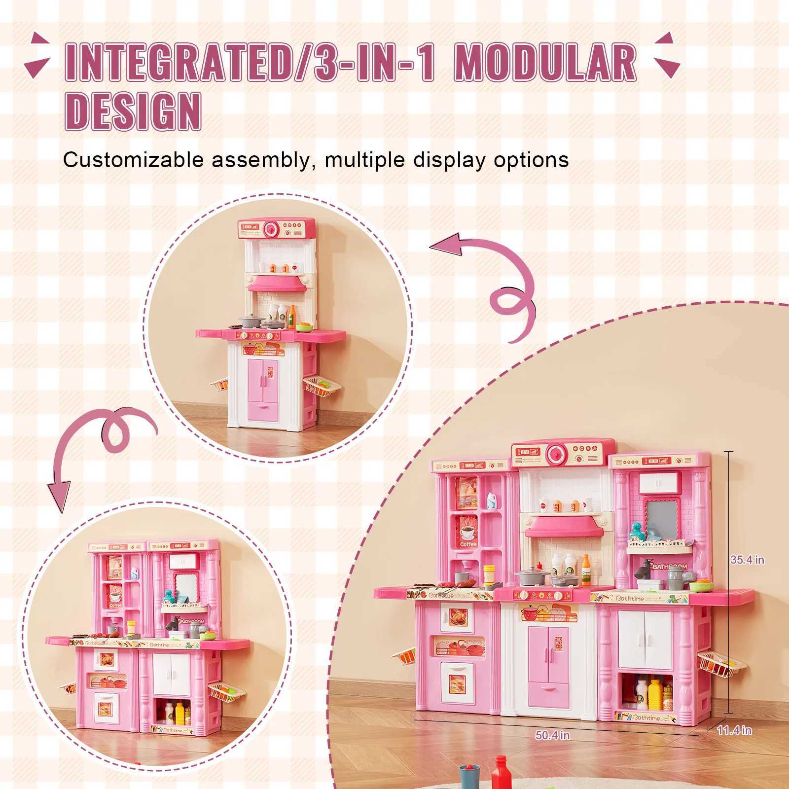 VEVOR Kitchen Cooking Toys for Kids 74 piece Chef Game Set with Sound and Light 3+Childrens Playhouse Kitchen Utensils X241107