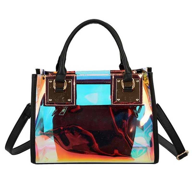 Multi-Function Color Transparent Bag PVC Messenger Bag Women Zipper Satchels Clear Handbag Girl Laser Shoulder Bag Luxury Bolsas