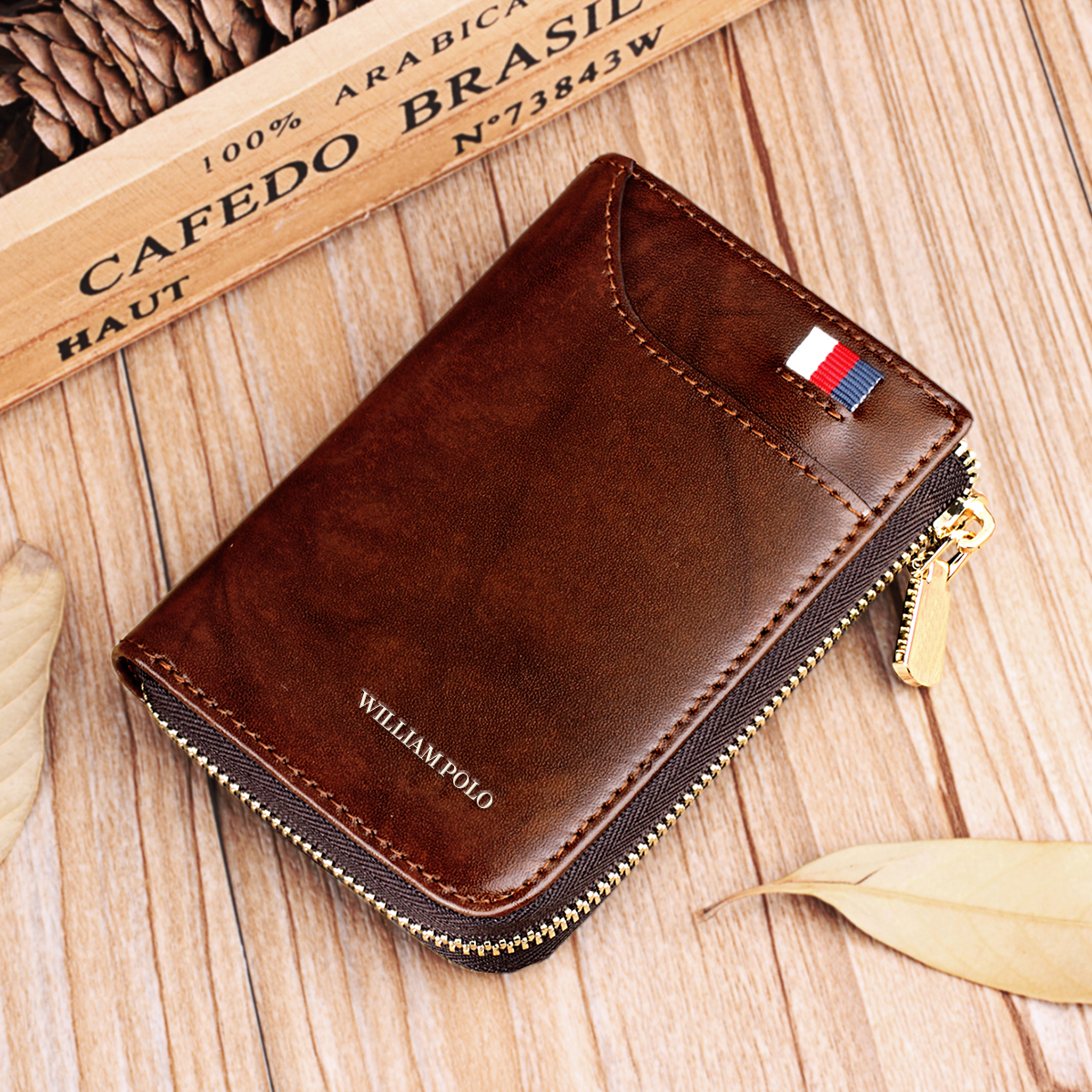 RFID Men Wallet Accordion Credit Card Holder Genuine Leather Small Multi Card Case Organizer Zipper mini wallet