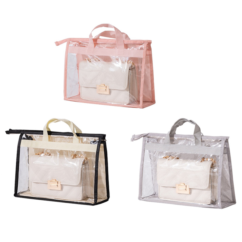 Women Clear Handbags PVC Bag Closet Space-Saving Storage Case Organizer Bags Protector Holder with Zipper and Handle