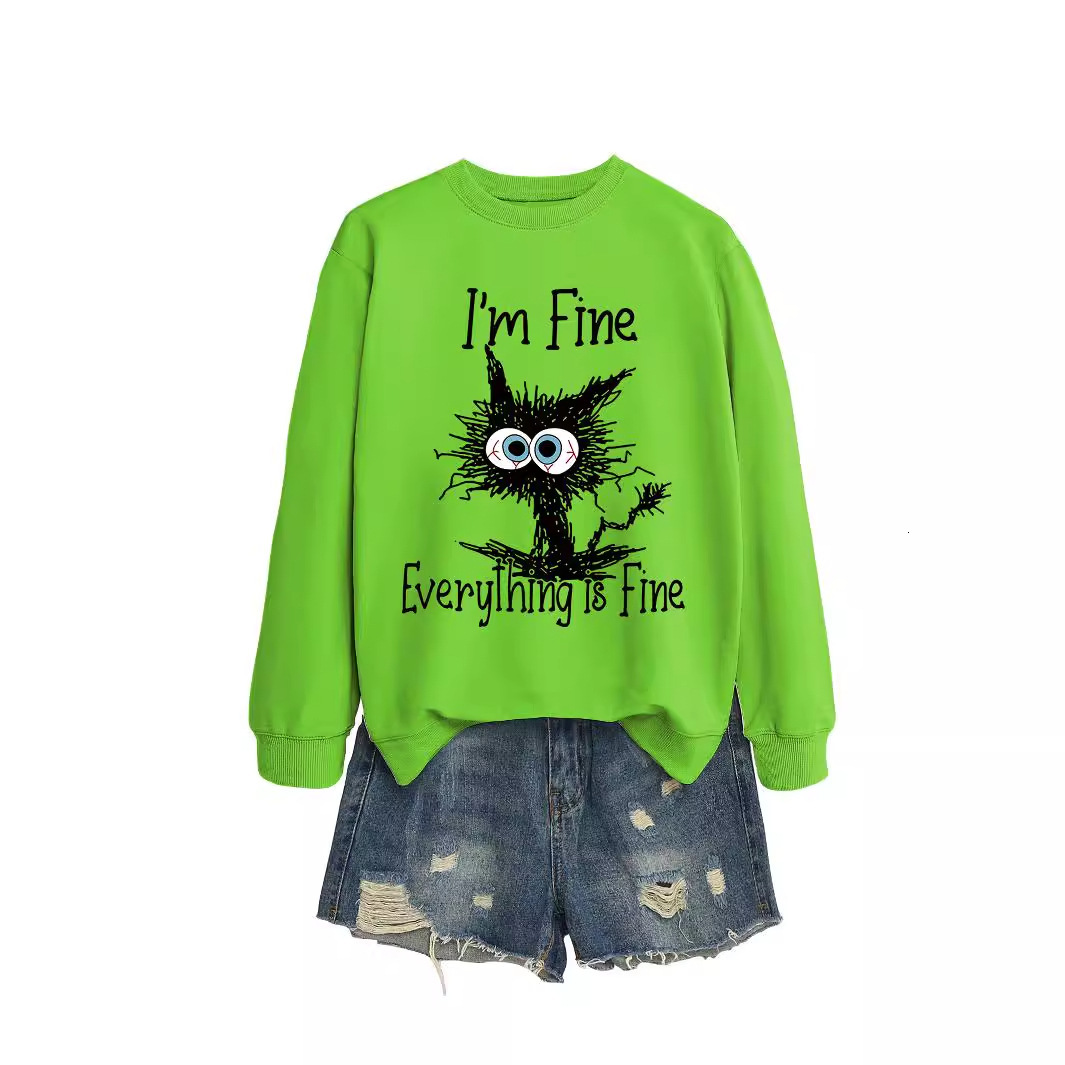New Women's Hoodie I'm Everything Is Fine Fun Printed Autumn/Winter Collection Designer Trendy Long Sleeve
