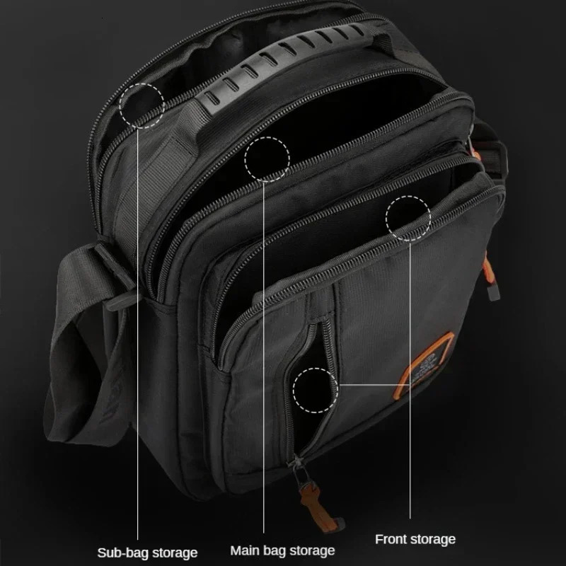 MultiFunction Mens Bag High Quality Nylon Man Messenger Crossbody Bags Fashion Casual Small Handbag Shoulder 241106