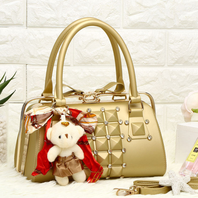 2021 Women's Portable Clip Bag Casual Fashion Jelly Bag Korean Version with Diamond Solid Color Large Capacity Bag