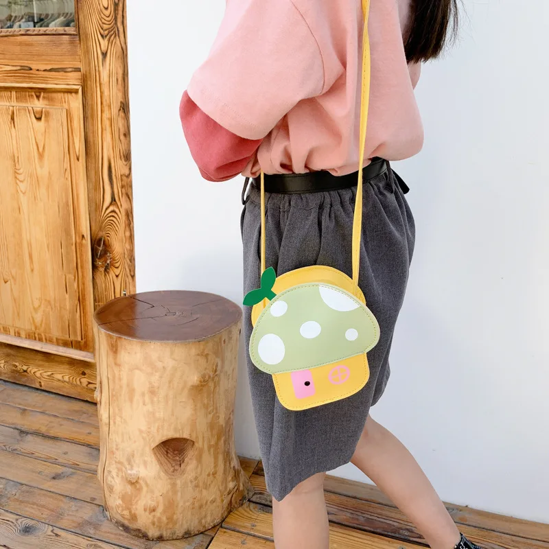 New Cartoon Mushroom Women's Bag Trend PU Shoulder Bag Cute Coin Purse Fashion Messenger Bag