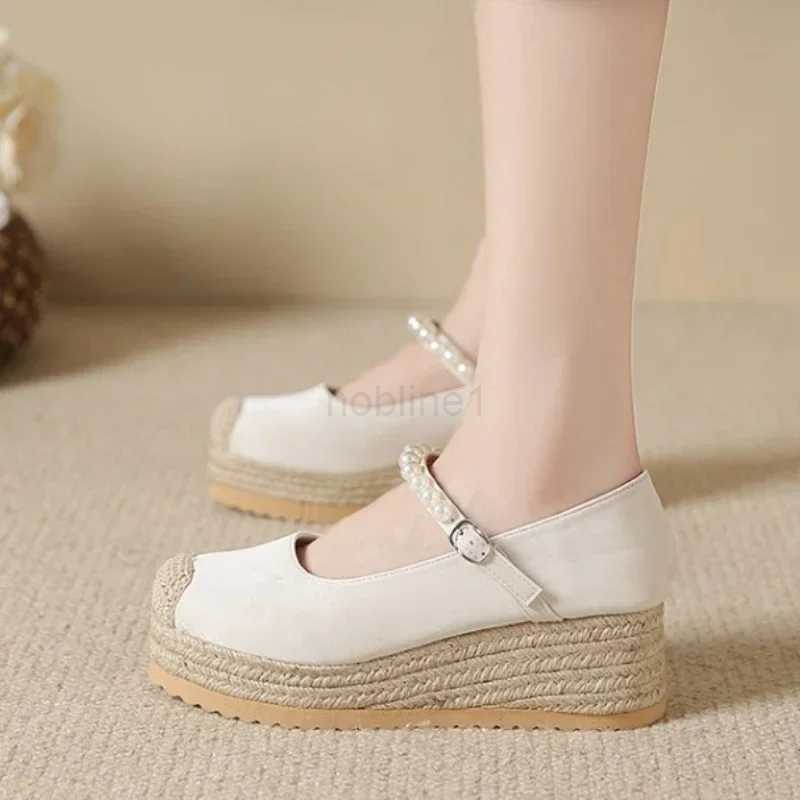 Casual shoes High H Wen Marie Janes Shoes New Weave Wedges Platform Dress Party Shoes 2024 Spring Re Sandals Pumps Fem Zapatillas Z241107