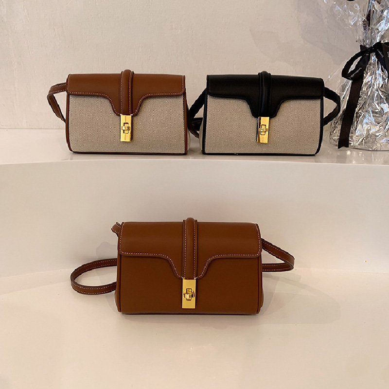 Brand Shoulder Bags For Women Fashion Trendy Square Flap Handbags Clutch Bags Canvas Leather Metal Buckle Ladies Messenger Bags