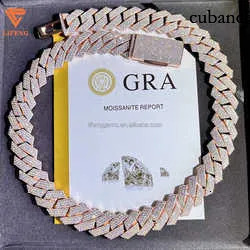 Customization Hip hop k Necklace White Gold Plated Iced Out Moissanite Dia Cuban Chain