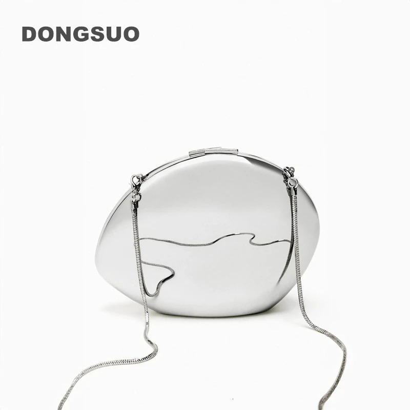 Womens metal silver shell bag cute evening clutch bag with shoulder strap used for wedding party small wallet er handbag 241107ww