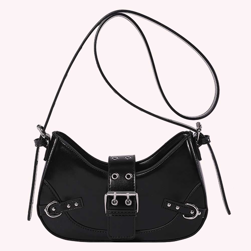 Women Gothic Style Crossbody Bag Adjustable Strap and Buckle Y2K Shoulder Bag Punk Satchel Bag Large Capacity for Party Vacation