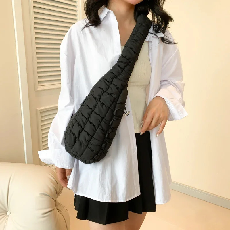 Nylon Folding Cloud Handbag Fashion and Simple Shoulder Drop Womens Mini Bag - Bubble Diamond Cross body Bag 241106