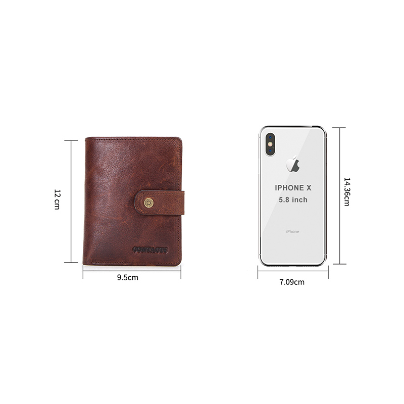 CONTACT'S Genuine Leather Wallets for Men Short Trifold Casual Men's Wallet Luxury Brand Zip Coin Purses Card Holders Money Clip