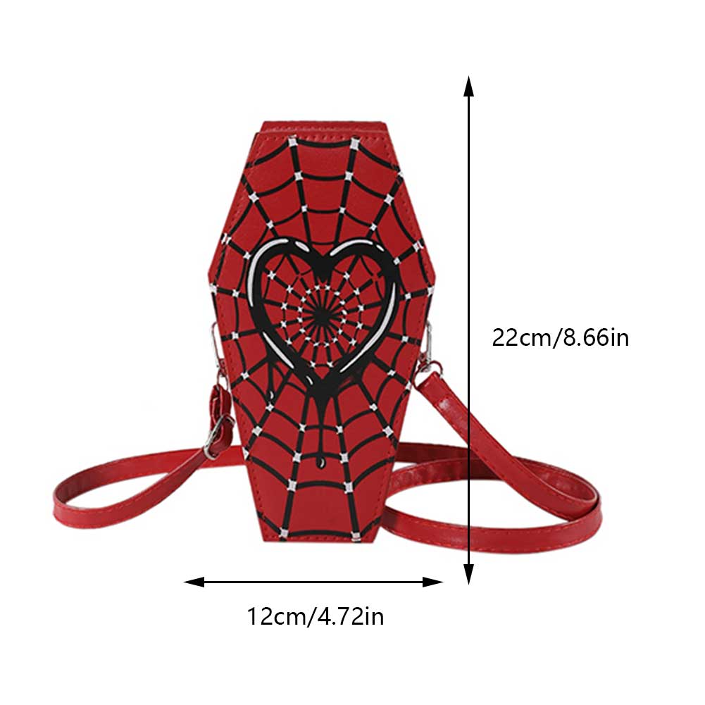 Women Fashion Shoulder Bag Adjustable Strap Coffin Shaped Stylish Crossbody Bag Spider Web Creative Commuting Bag Chic Hobo Bag
