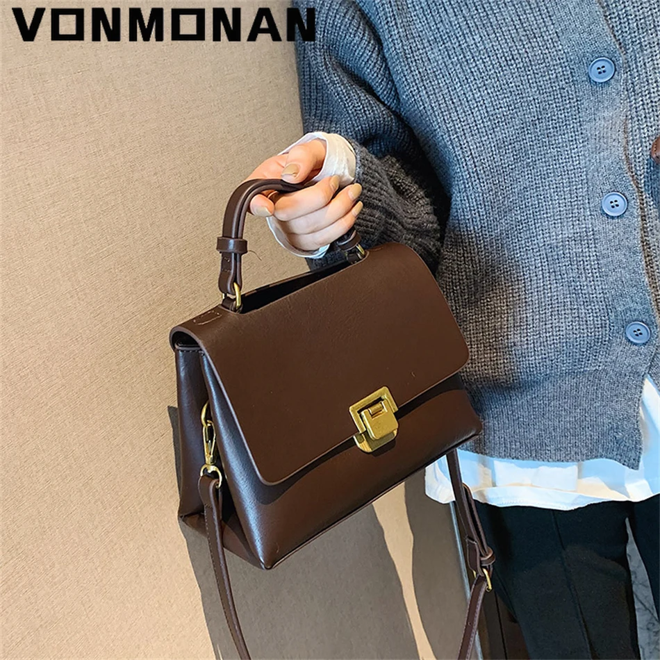 Vintage Tote Bag 2024 Winter New Quality PU Leather Women's Designer Handbag Purses Luxury Designer Mini Shoulder Messenger Bag