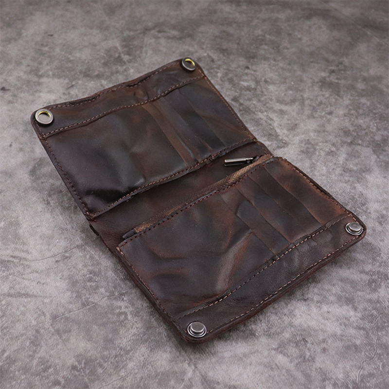 Men's Handmade Wrinkled Wallets Original Leather Money Clips Luxury Long Billfold Purse Genuine Leather Vertical Mens Coin Purse