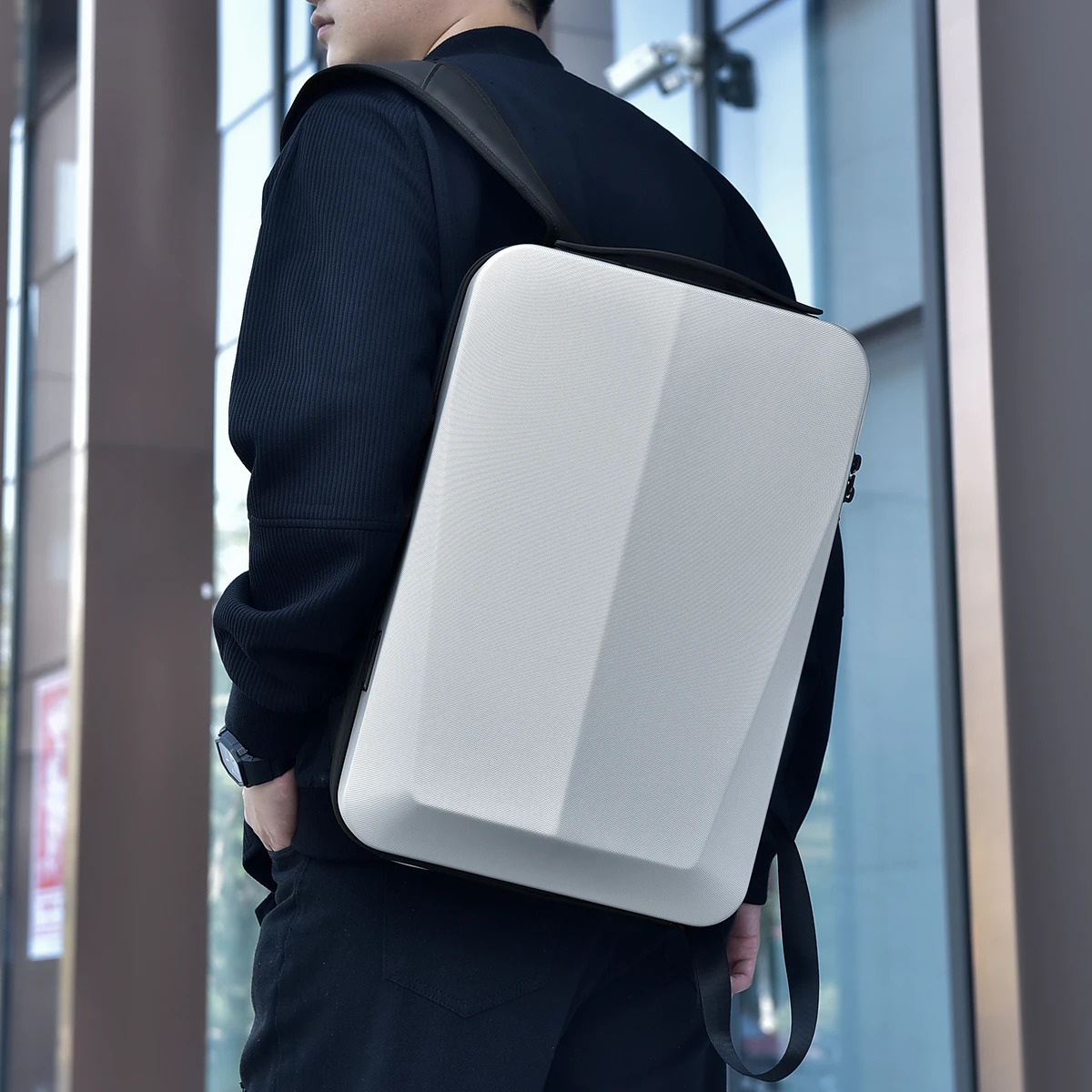 Mens 15.6-inch waterproof laptop backpack with expandable hard shell game bag TSA anti-theft USB charging business travel bag 241107