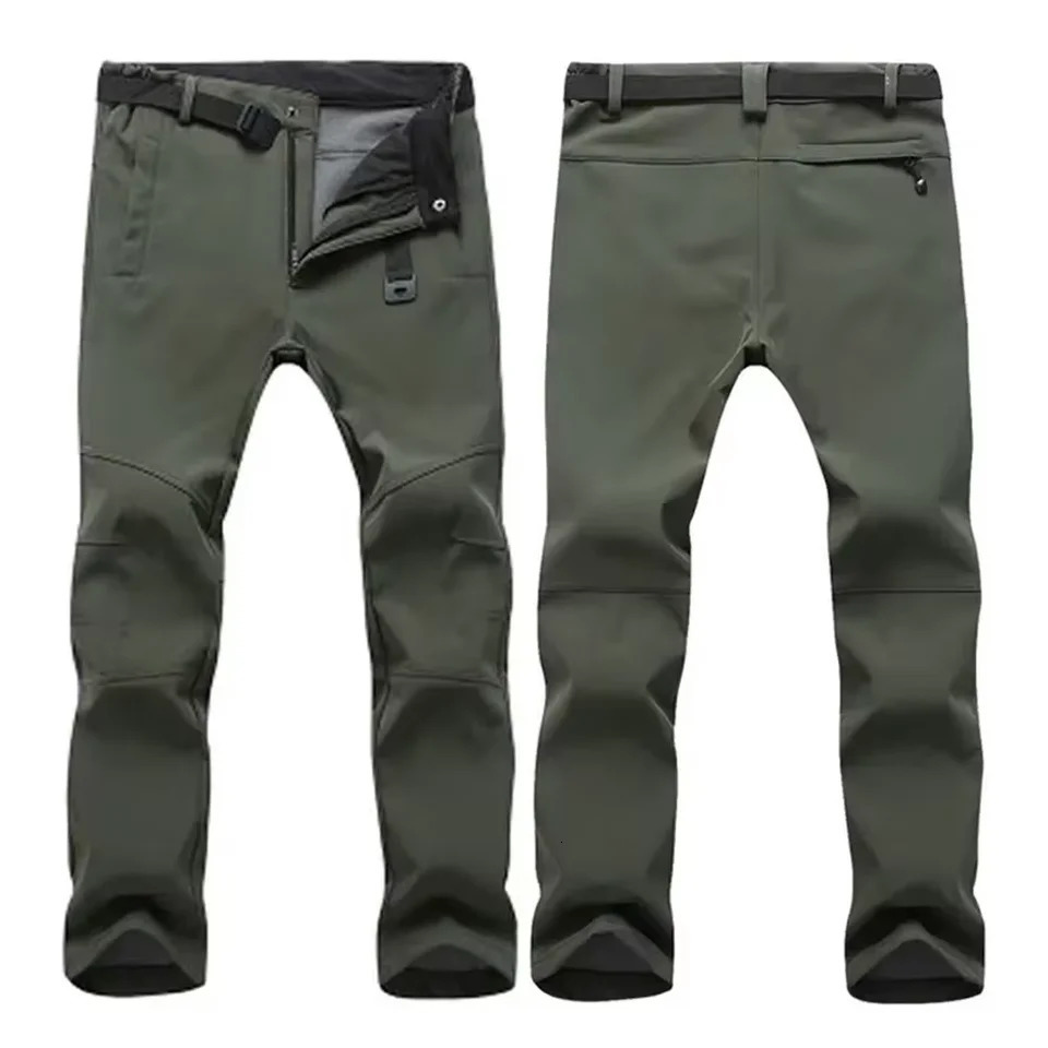 Mens winter waterproof climbing skiing hiking wool fishing tactical pants shark skin cargo pants jackets camping hikers 241106