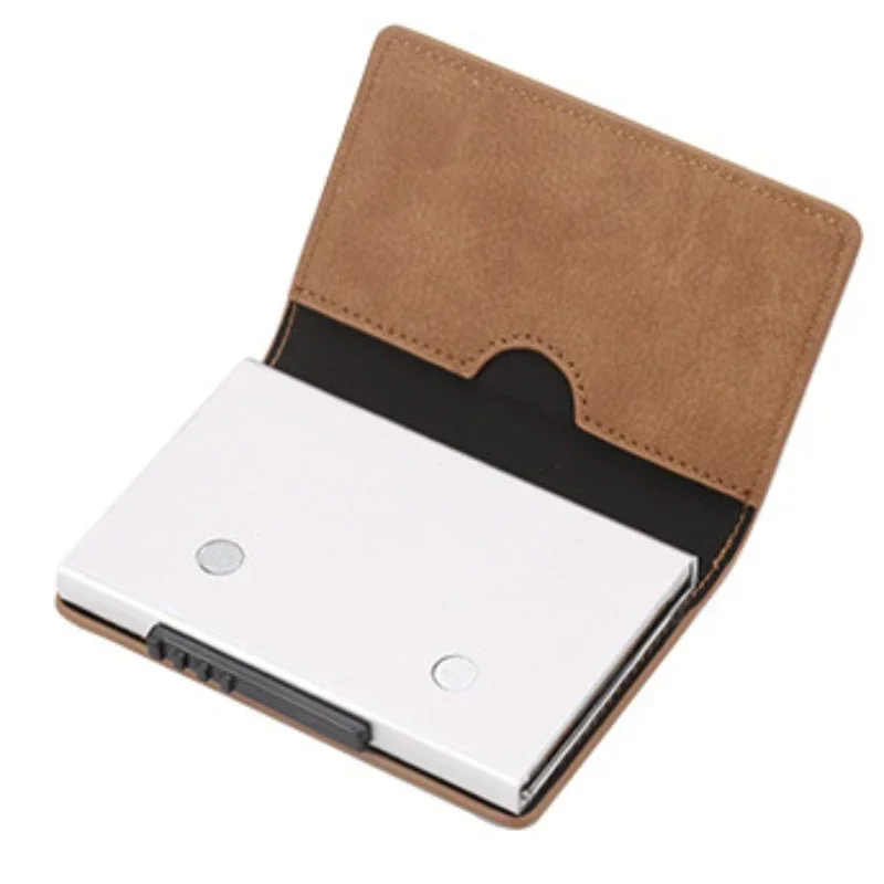 New Men Women Smart Wallet Credit Bank Card Holder Fashion Purse Aluminum Alloy Business Casual Mini Wallet Brand PU Purse