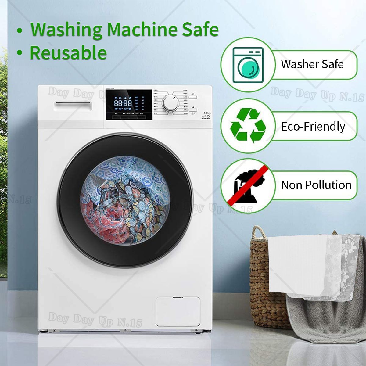 Large Reusable Navy Blue And White Stripes Grocery Bags Recycle Foldable Shopping Eco Bag Washable Fits in Pocket