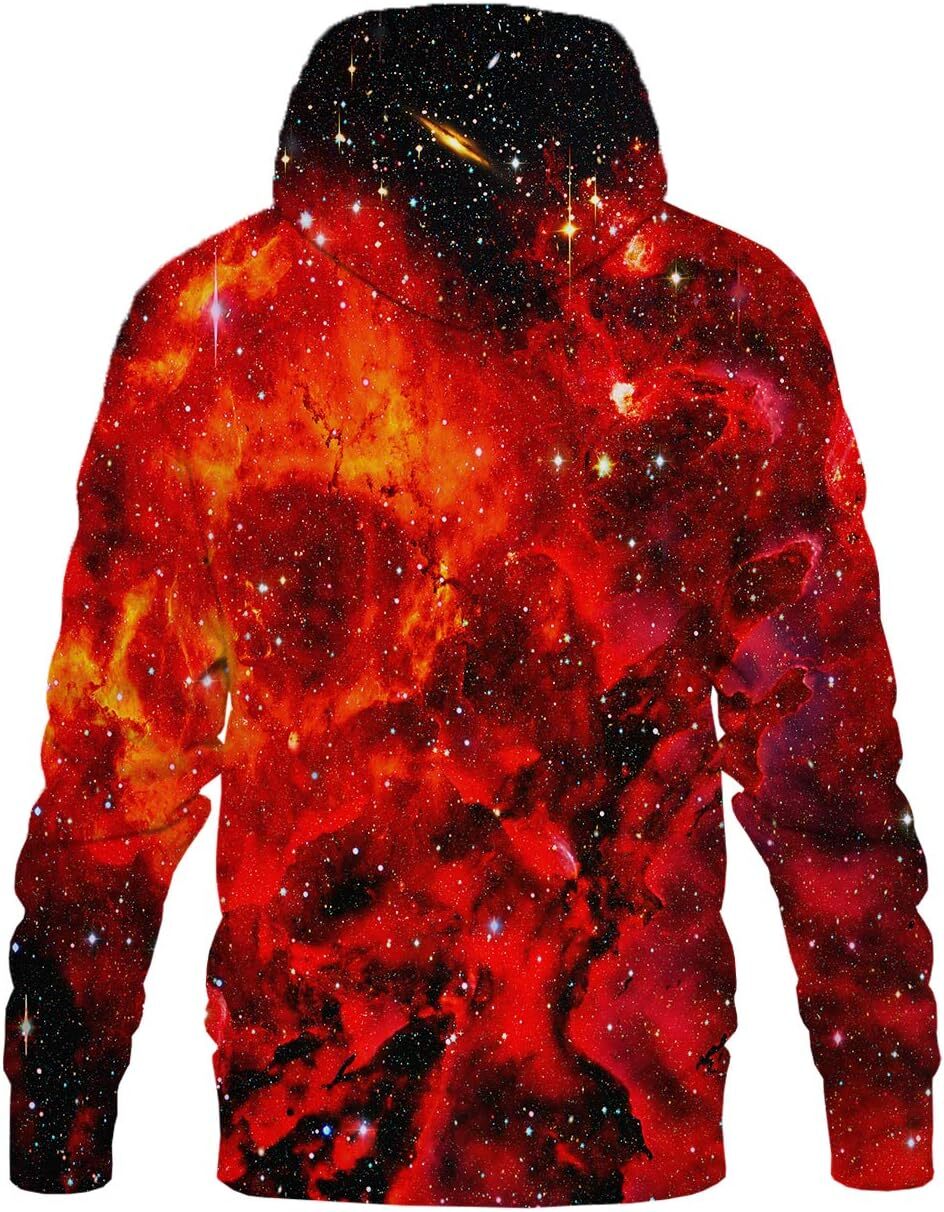 Hoodie for Mens Womens Unisex 3D Novelty Hoodies for Men Women Cool Graphic Pullover Sweatshirts with Pockets Graphic red