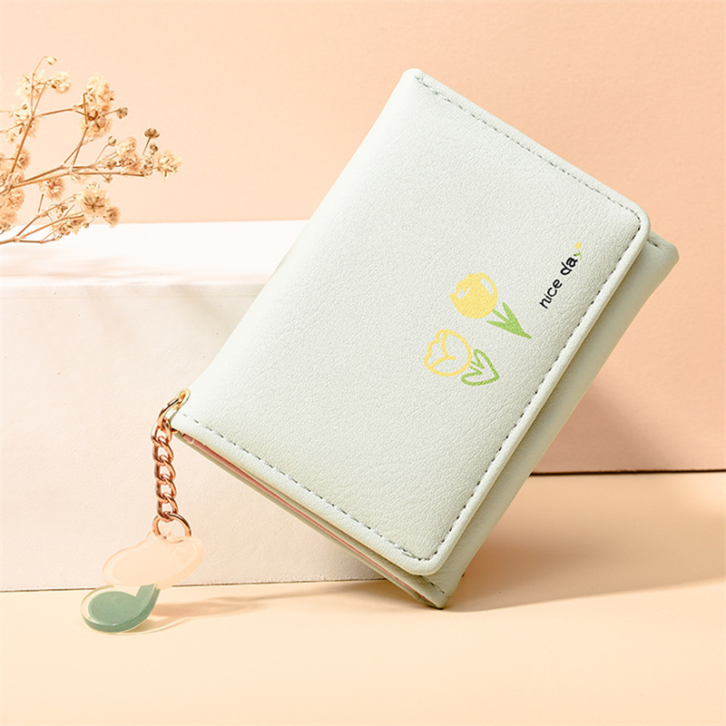 Women Short Cute Small Wallets Student 3 Fold Card Holder Girl ID Bag Card Holder Coin Purse Ladies Printing Wallets Bags
