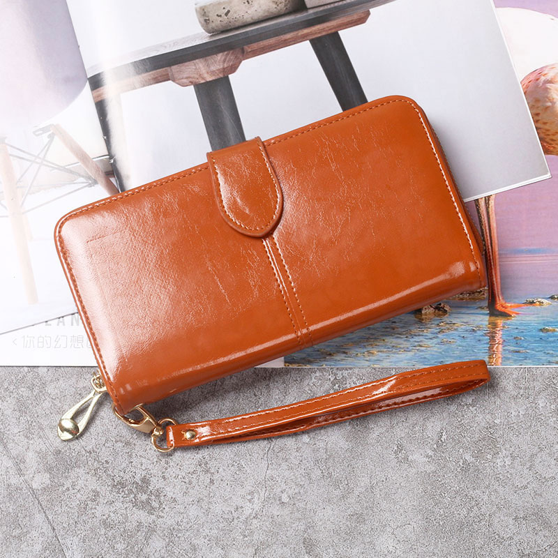 Simple PU Wallet Retro Long Zipper Card Bag Convenient Multi-card Spot Storage Silver Coin Coin Purse