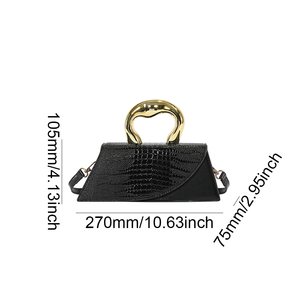 Women Trendy Handbag Large Capacity Crocodile Pattern Stylish Crossbody Bag Solid Color Adjustable Strap for Party Vacation