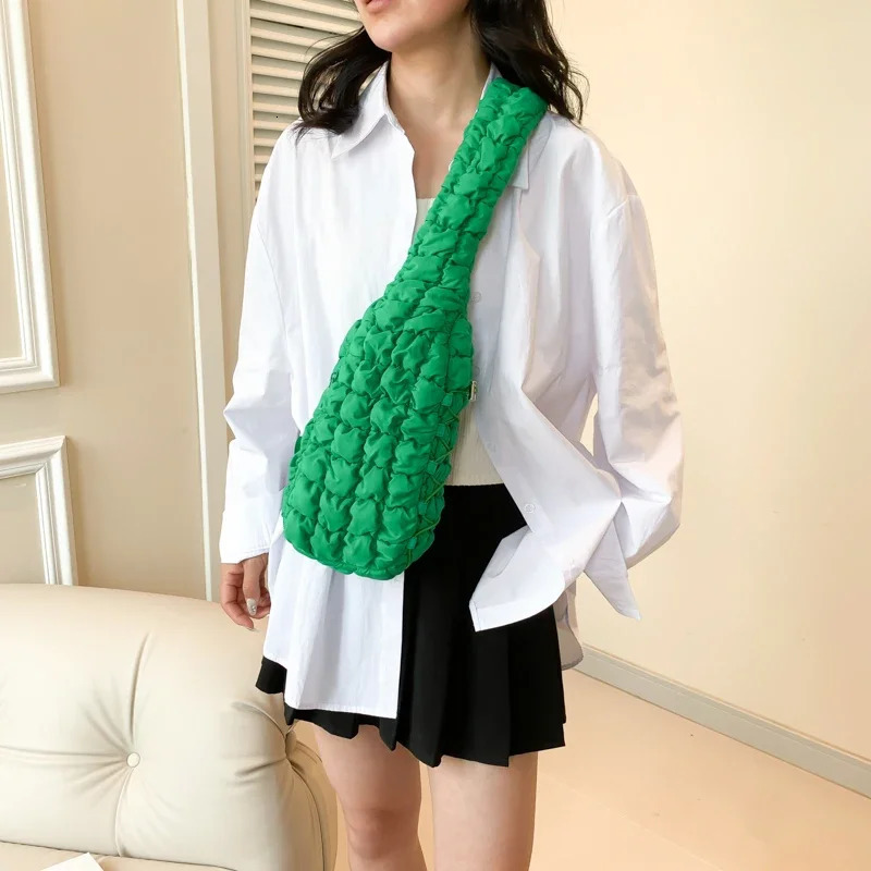 Nylon Folding Cloud Handbag Fashion and Simple Shoulder Drop Womens Mini Bag - Bubble Diamond Cross body Bag 241106