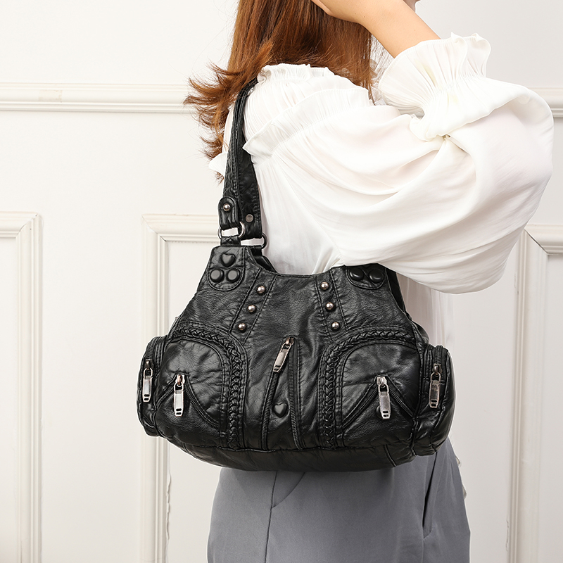 New Multi Pocket Luxury Soft sheepskin Shoulder Bags for Women Large Capacity Shopping Crossbody Hobo Bags European Tote Handbag