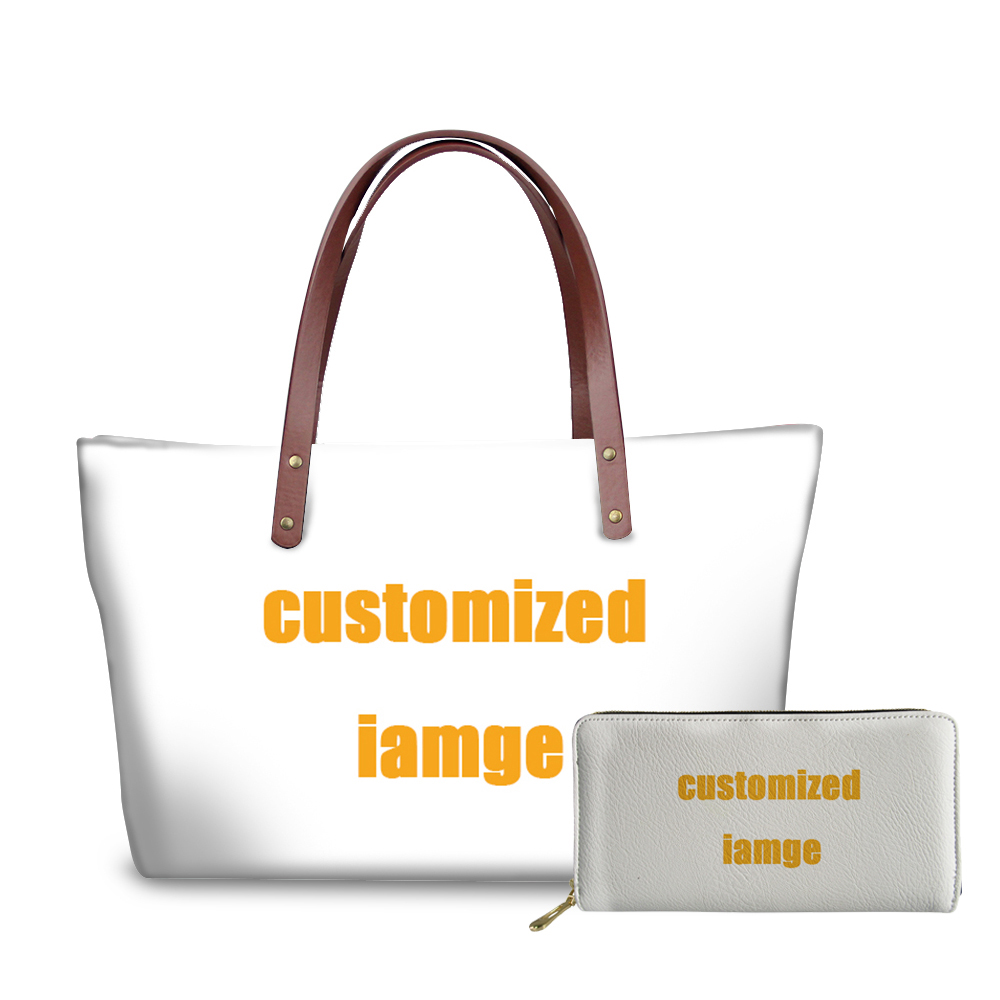 WHEREISART Customized Print Handbags Set Women Brand Design Custom Tote Shoulder Bags Casual Travel Top-handle Bag Bolsa Mujer