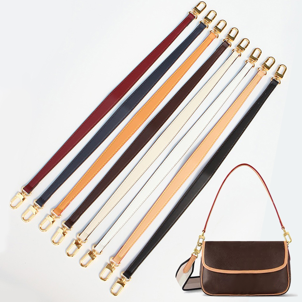 Leather Shoulder Strap For Bag Women Fashion Armpit Bag Hand Carry Replacement Bag Accessories With Gold Buckle Handbags Handles