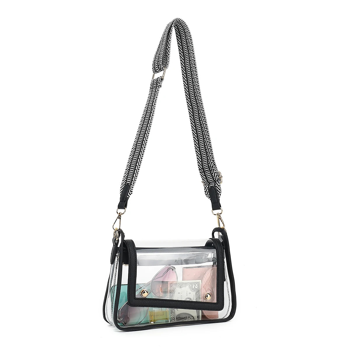 Clear Satchel Bag Purse Stadium Approved for Women Small Clear Crossbody Bag Fashion Cute See Through Clutch Mini Shoulder Bag 241107