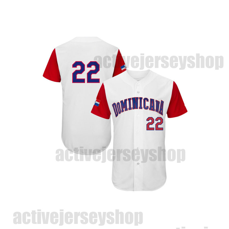 Custom men's white Dominicana baseball embroidered jersey fast shiped