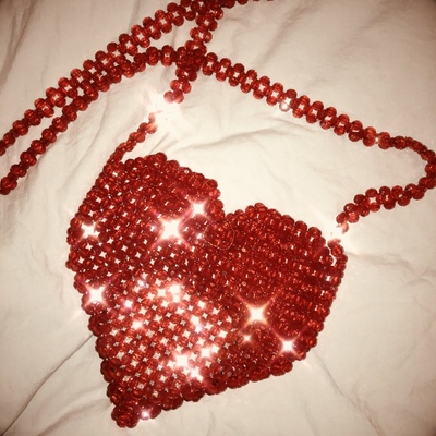 Women's Evening Bag Heart Shaped Beaded Pearl Bag Women Diamonds Bags Party Wedding Chain Shoulder Purse Clutch