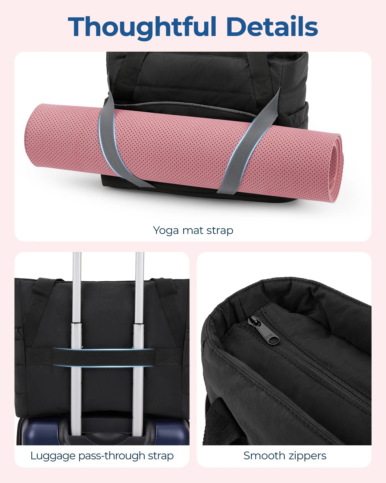 BAGSMART sports fitness handbag womens commuting shoulder bag casual simple mom outdoor bag large capacity luggage handbag 241106