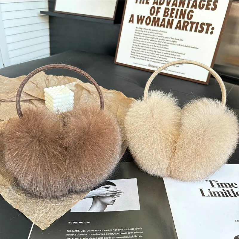winter fashion unisex leather mink earmuffs with velvet straps womens foldable earmuffs ear warmers genuine fur earmuffs 241107