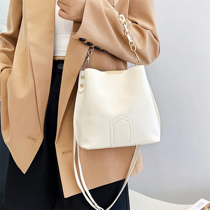 2023 New Pu Leather Bucket Bag Simple Handbags Famous Brands Women Shoulder Bag Casual Big Tote Vintage Ladies Crossbody Bags