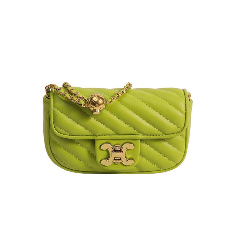 Women's Shoulder Bag Green Field Grid Small Chain Single Shoulder Crossbody Bag for Women Purses and Handbags