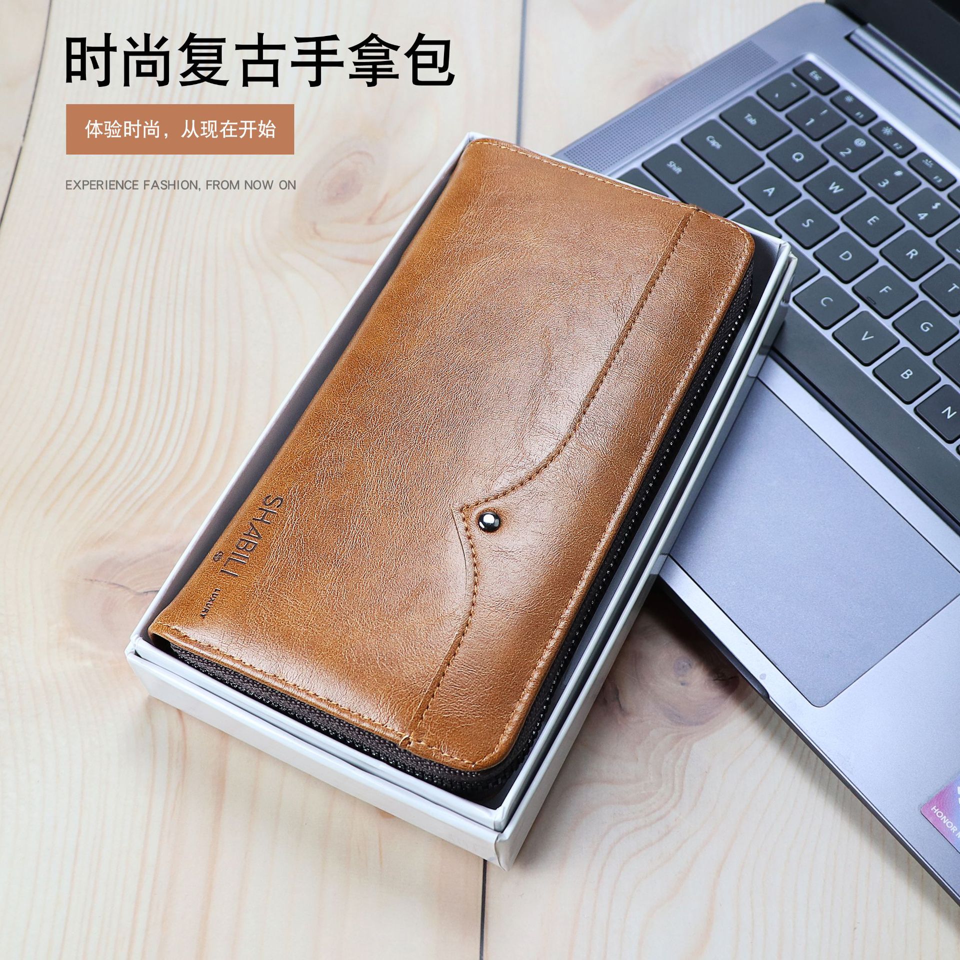 Top Quality Wallets Men Money Bag long Purse Male Vintage Brown Leather Rfid Card Holder Wallet Smart Wallet Pocket luxury