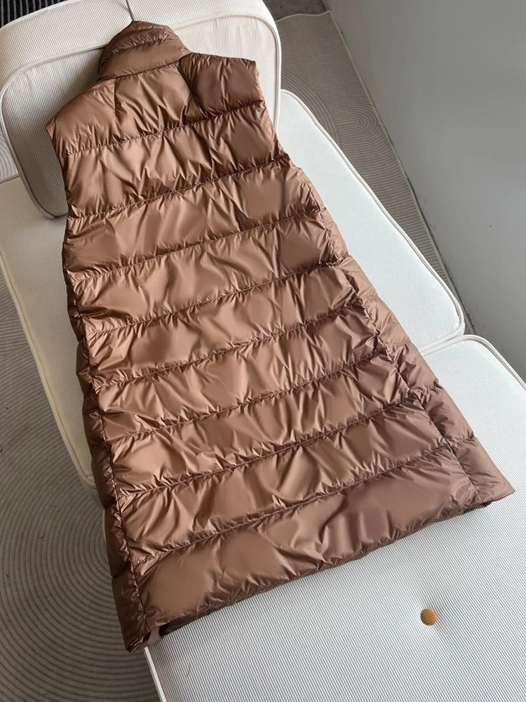 Autumn Winter Grey Brown Warm Long Down Jacket Casual INKEO 3O231 241107