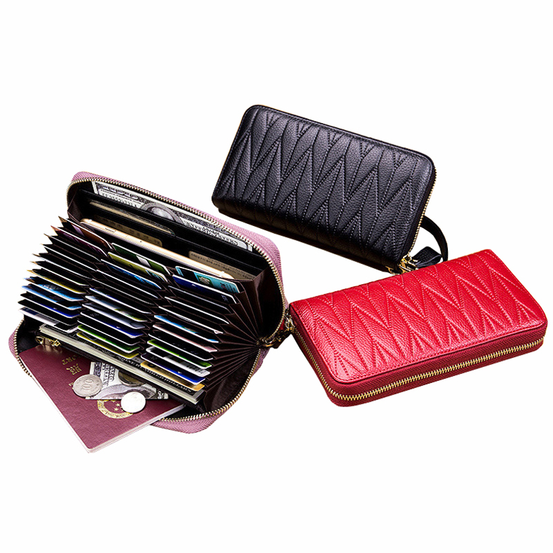 Fashion Women Wallet Long Clutch Bags Anti Rfid Business Card Holder Card Porte Feuille Femme Money Pocket Coin Purse Zipper