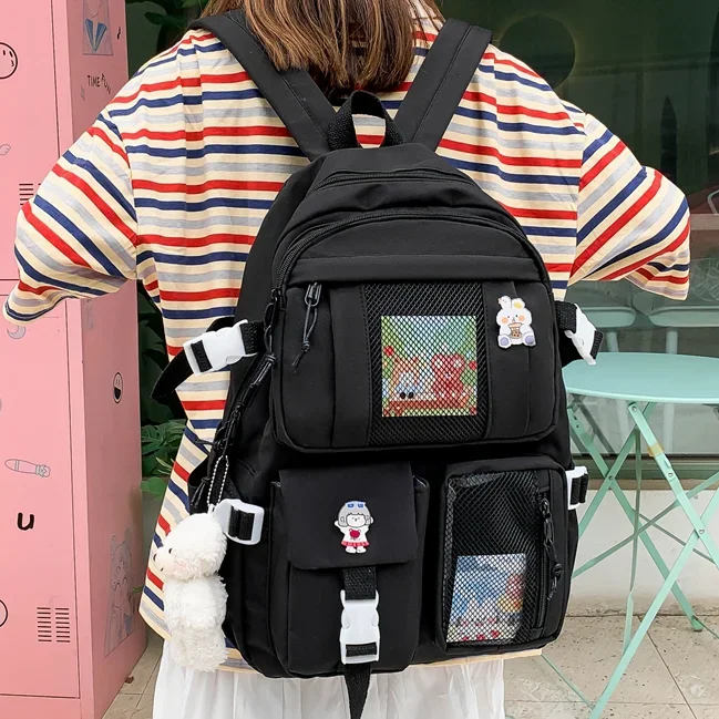 Female Student Backpacks for Women Black School Bags Cute Girls Waterproof Rucksack High Quality Oxford Bookbags Casual Backpack