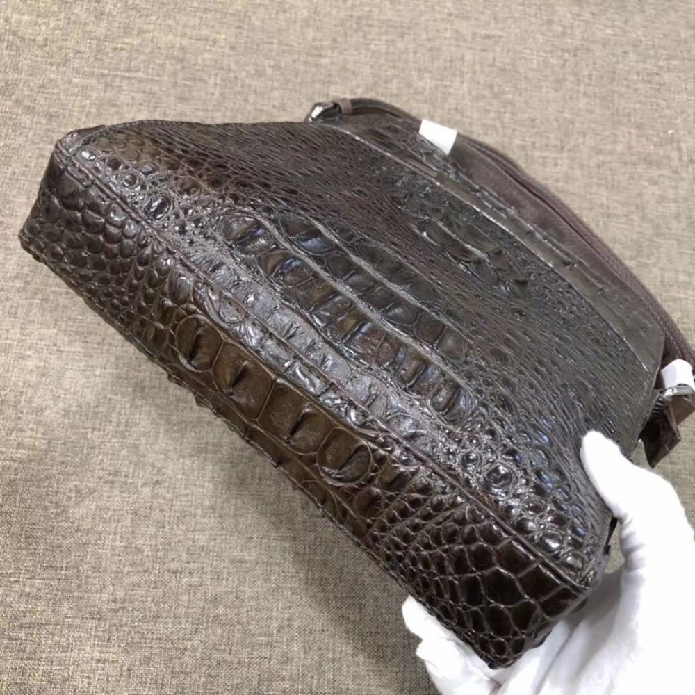 100% genuine crocodile leather head skin small size shoulder bag cross body bag for men black brown color free ship