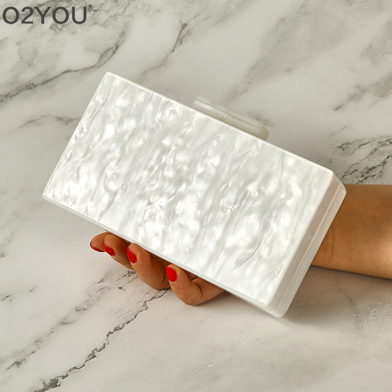 Solid Black Acrylic Box Clutches Mirror Women Day Clutches Bags Ladies Envelope Evening Party Bag Designer Handbags Beach Obag